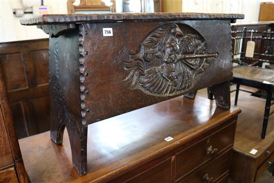 Carved oak coffer